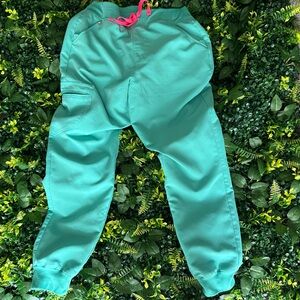 Figs Teal Jogger Pants with Pink Drawstring